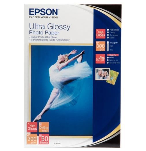 Фотопапiр EPSON Ultra Glossy Photo Paper глянсовий 300г/м2 10х15см 50арк (C13S041943)