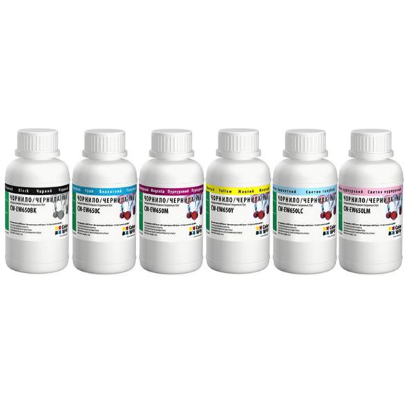 Комплект чорнил ColorWay EPSON TX650 BK/С/LC/LM/M/Y (ColorWay-EW650SET02) 6*200г