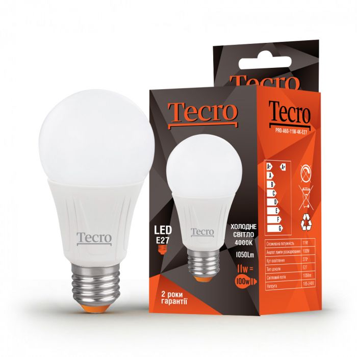 Лампа світлодіодна Tecro 11W E27 4000K (PRO-A60-11W-4K-E27)