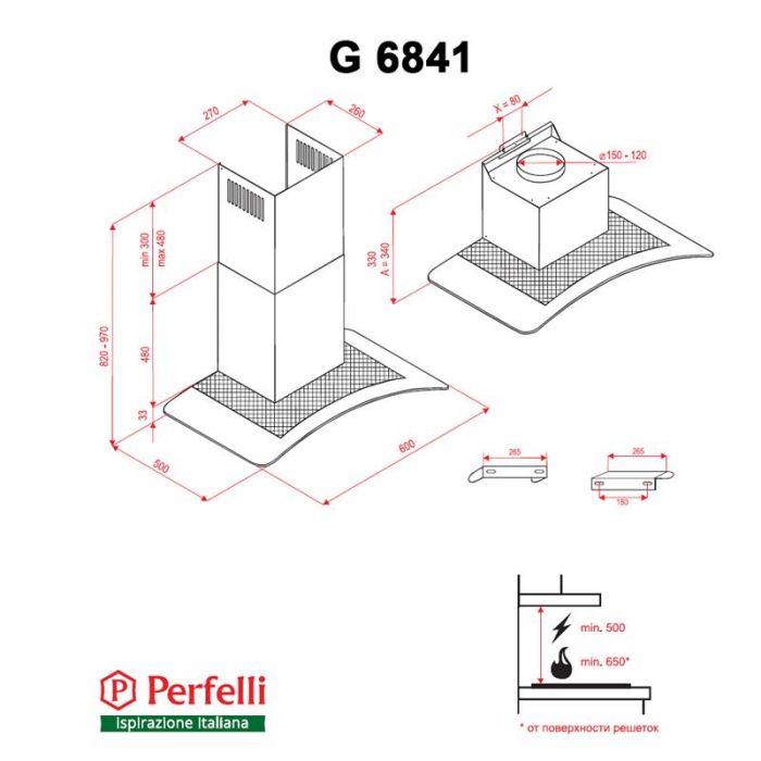 Витяжка Perfelli G 6841 BL