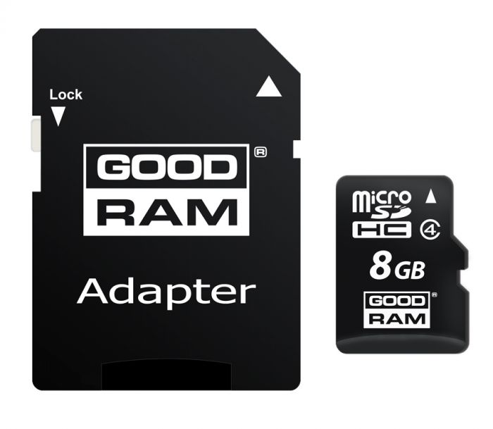 Карта пам`ятi MicroSDHC 8GB Class 4 GOODRAM + SD-adapter (M40A-0080R11)