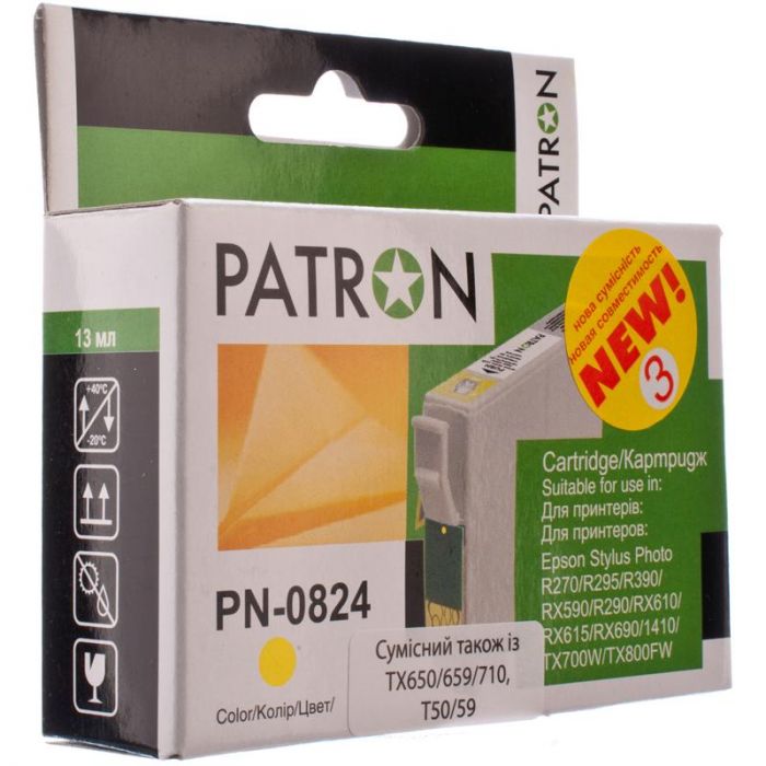 Картридж Patron (PN-0824) (№3) Epson Stylus Photo R270/ 290/ RX590/ 610/ 690/ 1410 Yellow (T08144)