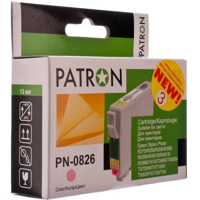 Картридж Patron (PN-0826) (№3) Epson Stylus Photo R270/ 290/ RX590/ 610/ 690/ 1410 Light Magenta (T08164)