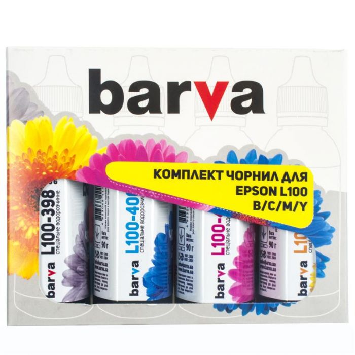 Комплект чорнило Barva EPSON L100/L210/L300/L350/L355 B/C/M/Y (T664) (E-L100-090-MP) 4х90 г