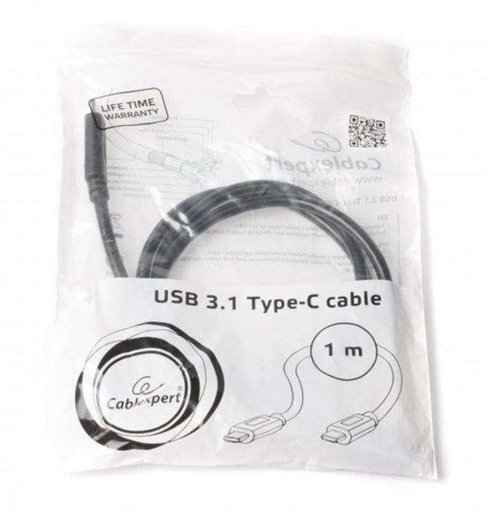 Кабель Cablexpert USB Type-C - USB Type-C (M/M), 1 м, чорний (CCP-USB3.1-CMCM-1M)