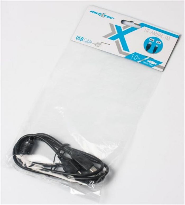 Кабель Maxxter (UF-AMBM-1M) USB 2.0 AM - USB 2.0 BM, 1м, феритовий фільтр