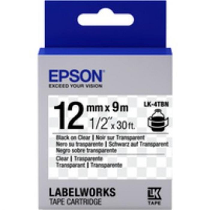 Стрічка Epson LK4TBN Clear Black/Clear 12mm/9m (C53S654012)
