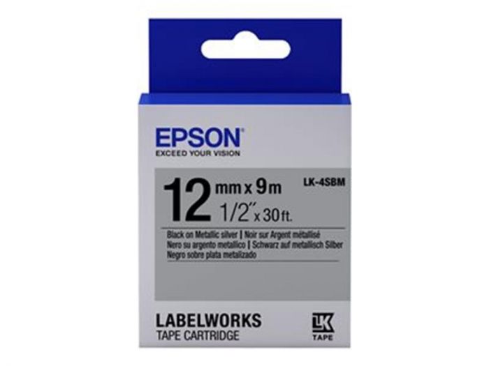 Стрічка Epson LK4SBM Metallic Black/Silver 12mm/9m (C53S654019)