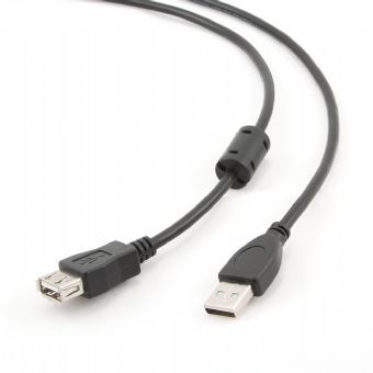 Кабель Cablexpert подовжувач USB - USB V 2.0 (M/F), 4.5 м, Феритовий фільтр, чорний (CCF-USB2-AMAF-15)