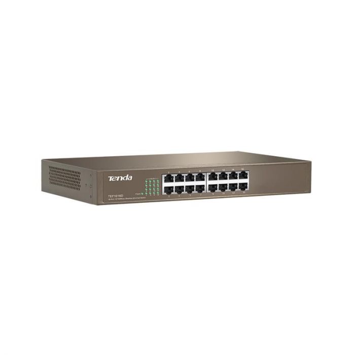 Комутатор TENDA TEF1016D 16port 10/100, некерований, мет.корпус