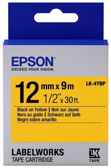 Стрічка Epson LK4YBP Pastel Black/Yellow 12mm/9m (C53S654008)