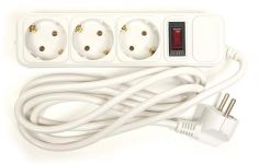 Фільтр живлення PowerPlant JY-1054/1.8 (PPSA10M18S3) 3 розети, 1.8 м, білий