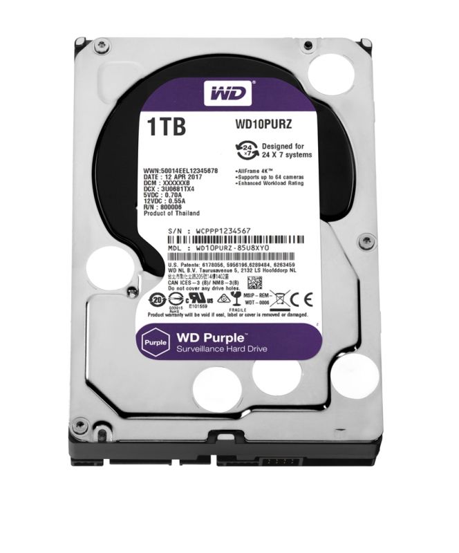 Накопичувач HDD SATA 1.0TB WD Purple 5400rpm 64MB (WD10PURZ) Refurbished