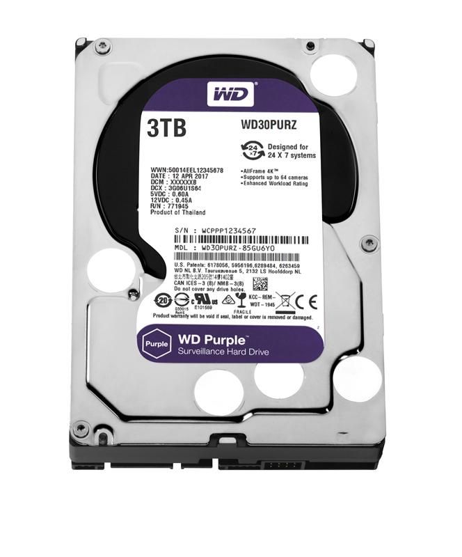 Накопичувач HDD SATA 3.0TB WD Purple 5400rpm 64MB (WD30PURZ) Б/В