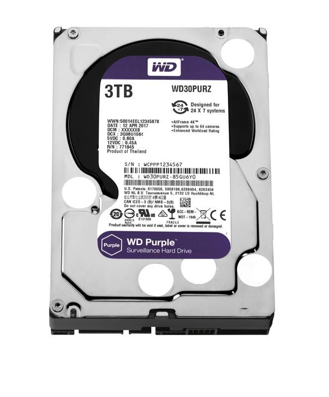 Накопичувач HDD SATA 3.0TB WD Purple 5400rpm 64MB (WD30PURZ) Refurbished