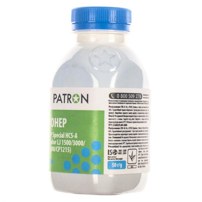 Тонер Patron (PN-HCS-A-C-050) HP Special HCS-A (Color LJ 1500/3000/4600/CP1215) Cyan, 50 г