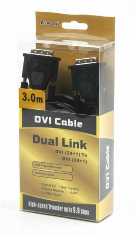 Кабель Viewcon (VD105-3M) DVI-DVI, M/M, 3м, чорний, блістер