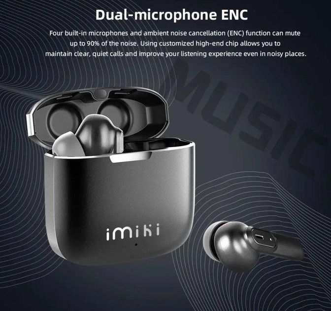 Bluetooth-гарнітура iMiLab imiki Earphone MT2 Black