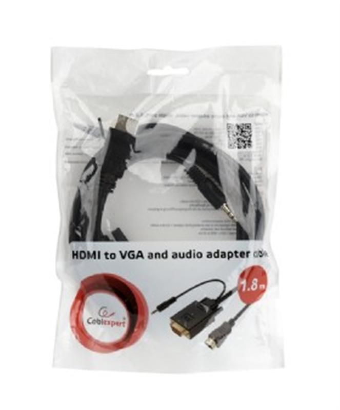 Кабель Cablexpert (A-HDMI-VGA-03-6) HDMI-VGA-3.5мм, 1.8м