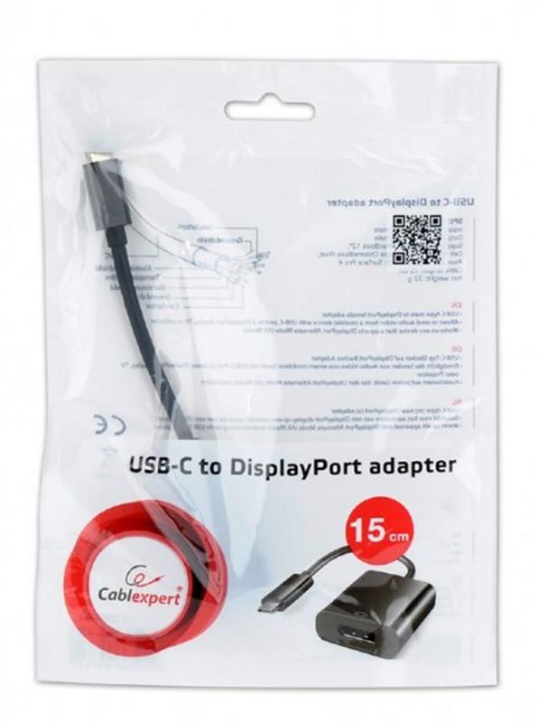 Адаптер Cablexpert (A-CM-DPF-01) USB3.1 Type C - DisplayPort, 0.15 м, чорний