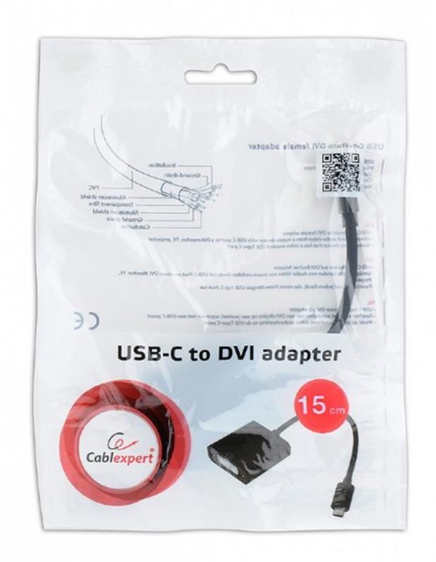 Адаптер Cablexpert (A-CM-DVIF-01) USB3.1 Type C - DVI, 0.15 м, чорний