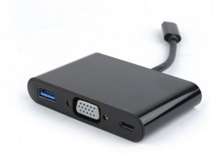 Адаптер Cablexpert (A-CM-VGA3in1-01) USB3.1 Type C - Type-C/USB3.0/VGA, 0.15 м, чорний
