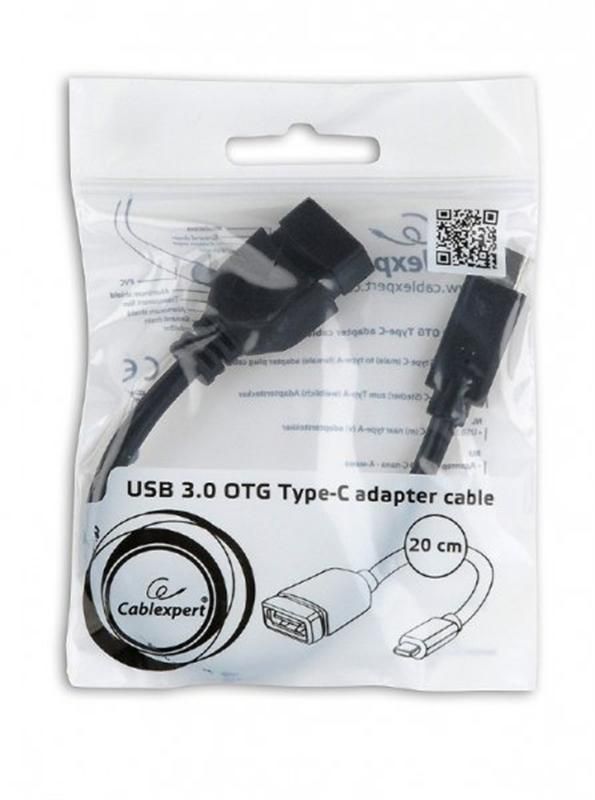 Кабель Cablexpert (A-OTG-CMAF3-01), USB3.0 Type-C - USB Type-A, 0.2 м, чорний