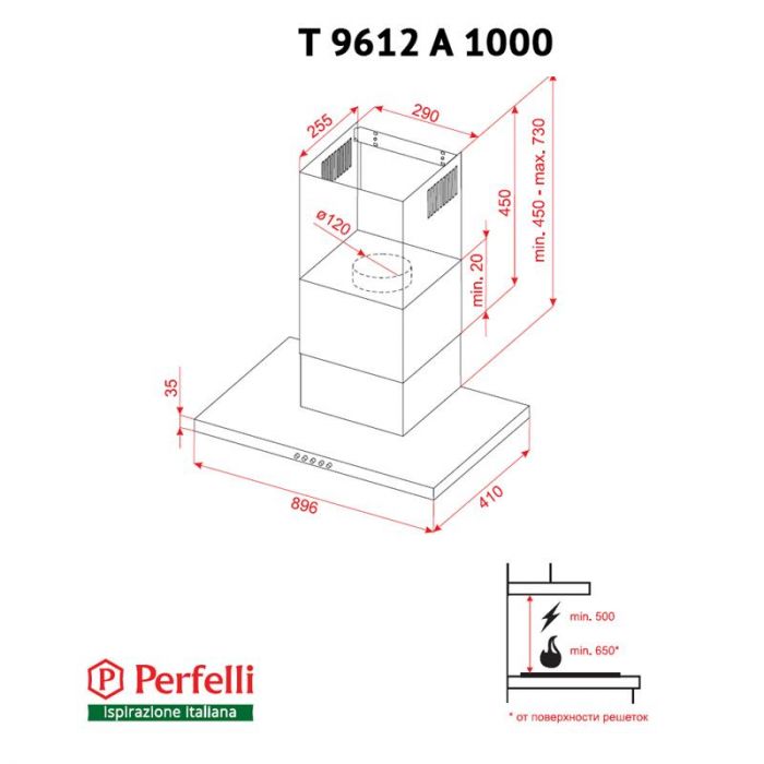 Витяжка Perfelli T 9612 A 1000 IV LED