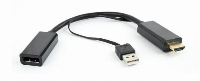 Адаптер Cablexpert (DSC-HDMI-DP), HDMI - DisplayPort - USB, 0.15м, чорний