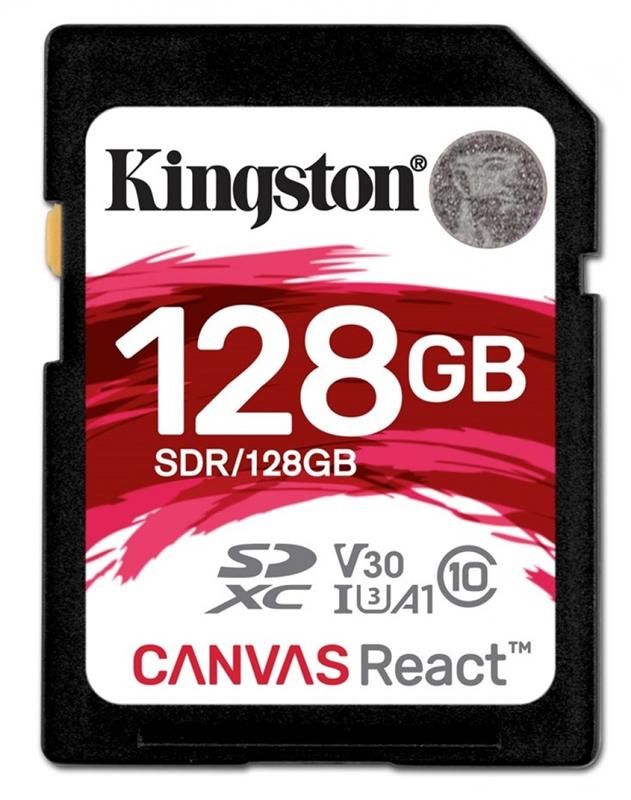 Карта пам`ятi SDXC 128GB UHS-I/U3 Class 10 Kingston Canvas React R100/W80MB/s (SDR/128GB)SDXC 128GB UHS-I/U3 Class 10 Kingston Canvas React R100/W80MB/s (SDR/128GB)