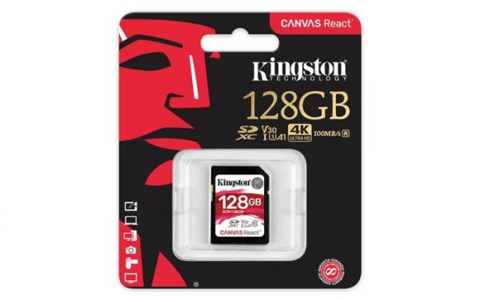 Карта пам`ятi SDXC 128GB UHS-I/U3 Class 10 Kingston Canvas React R100/W80MB/s (SDR/128GB)SDXC 128GB UHS-I/U3 Class 10 Kingston Canvas React R100/W80MB/s (SDR/128GB)