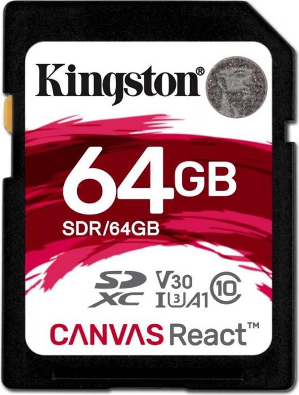 Карта пам`ятi SDXC 64GB UHS-I/U3 Class 10 Kingston Canvas React R100/W80MB/s (SDR/64GB)