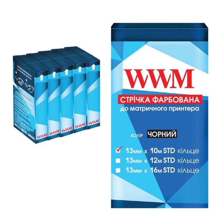 Стрiчка WWM 13 mm*10 m Refill STD кольцо Black, Pack5 (R13.10S5)