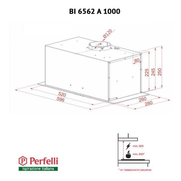 Витяжка Perfelli BI 6562 A 1000 GF LED Glass