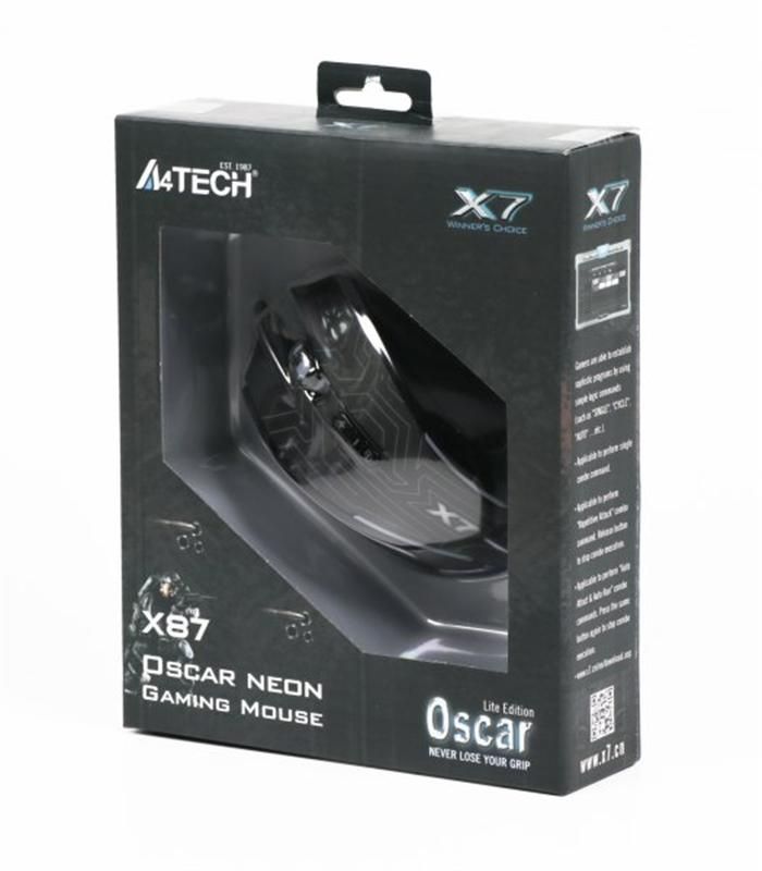 Мишка A4Tech X87 Oscar Neon Black USB