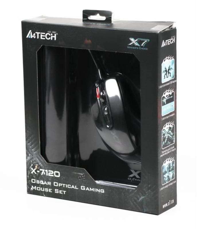 Миша A4Tech X-710BK Black USB + килимок A4Tech X7-200MP