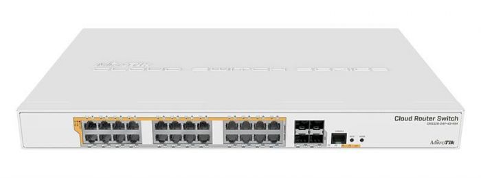 Комутатор MikroTik CRS328-24P-4S+RM (24x1G PoE+, 4xSFP+, 450W max, L3)