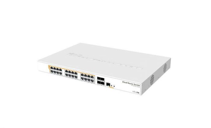 Комутатор MikroTik CRS328-24P-4S+RM (24x1G PoE+, 4xSFP+, 450W max, L3)