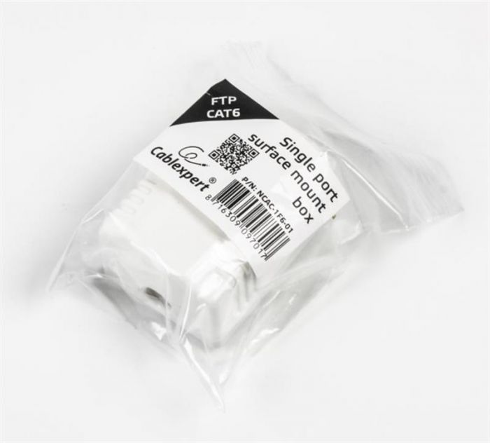 Розетка Cablexpert (NCAC-1F6-01) RJ-45, Cat6, зовнішня, біла