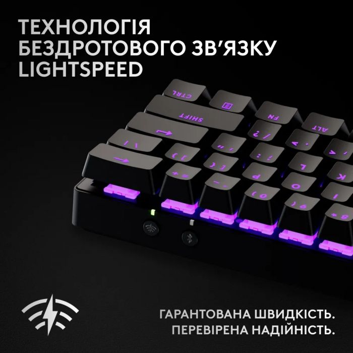 Клавiатура бездротова Logitech G PRO X 60 TKL GX Optical Black Tactile (920-011911)