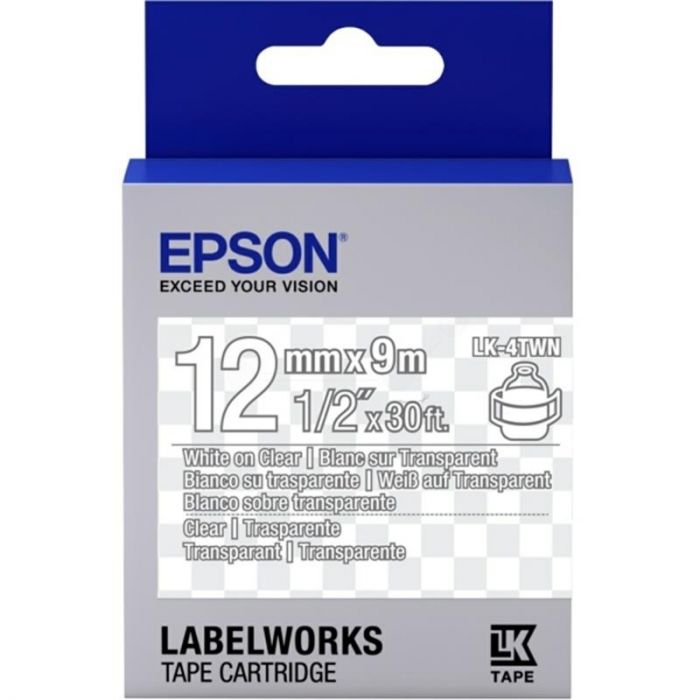 Стрічка Epson LK4TWN Clear White/Clear 12mm/9m (C53S654013)