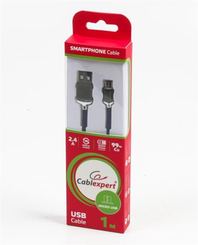 Кабель Cablexpert USB - micro USB V 2.0 (M/M), преміум, 1 м, синій (CCPB-M-USB-07B)