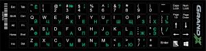 Наліпка на клавіатуру Grand-X 68 keys Cyrillic green, Latin white (GXDPGW) Наліпка на клавіатуру Grand-X 68 keys Cyrillic green, Latin white (GXDPGW)