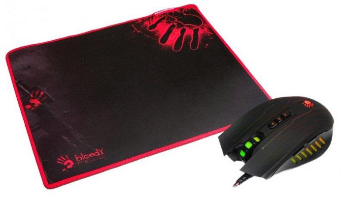 Мишка A4Tech Q81 Bloody Neon XGlide Black USB + килимок