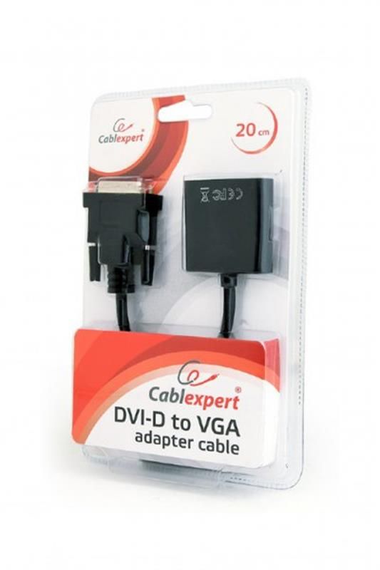 Адаптер Cablexpert (AB-DVID-VGAF-01) DVI-D-VGA, 0.2 м, чорний (блістер)