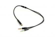Аудіо-кабель Cablexpert (CCA-418M) 3.5 mm 4-pin-2х3.5 mm stereo, 0.2м, чорний