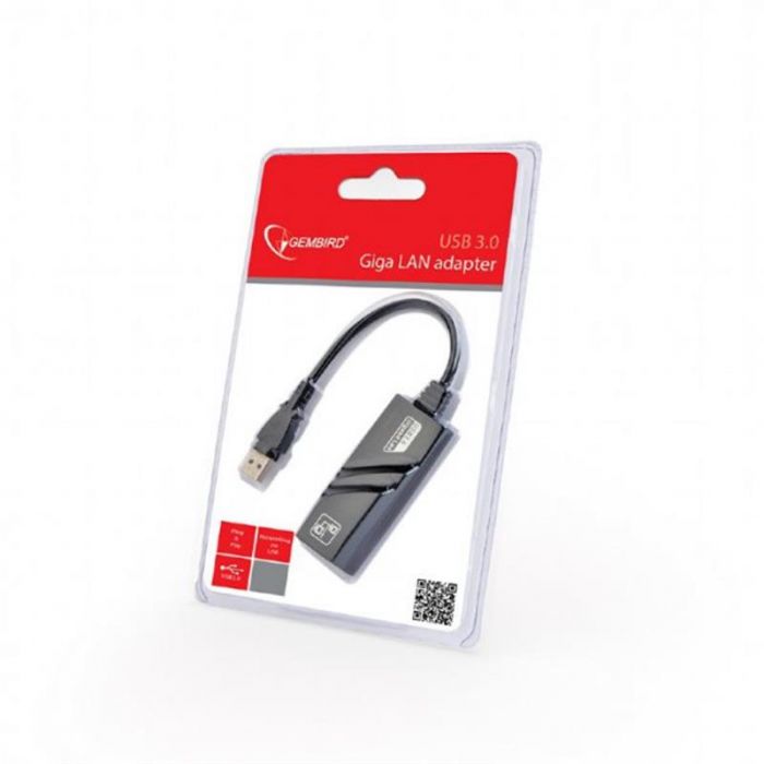 Адаптер Gembird (NIC-U3-02) USB - Gigabit Ethernet, чорний