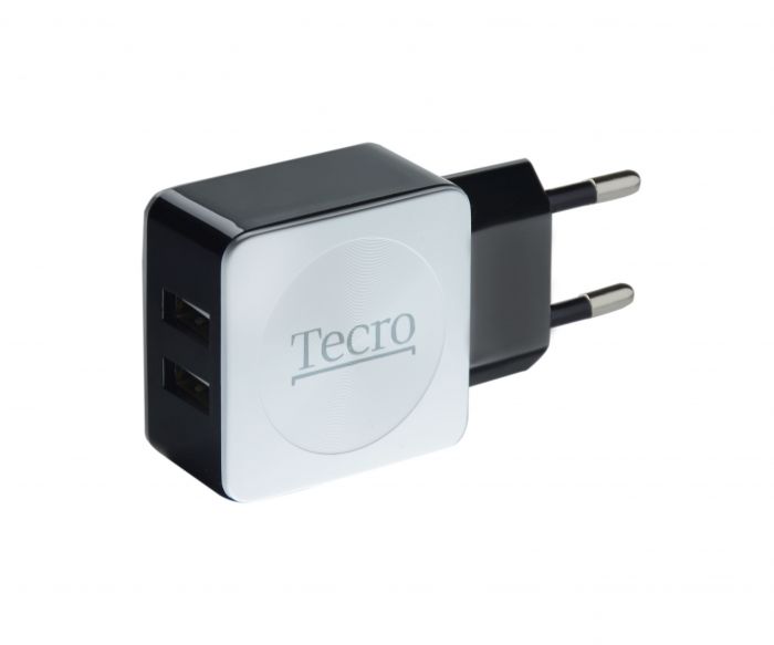 Мережевий зарядний пристрій Tecro (2xUSB, 2.1A) Black, White (TR-CHG02-BW)