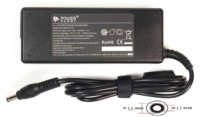 Блок живлення PowerPlant для ноутбука Acer 220V, 19V 90W 4.74A 5.5х1.7мм (AC90F5517)