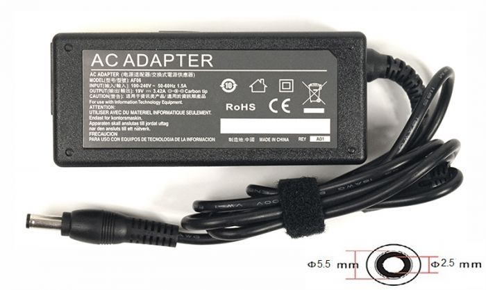 Блок живлення PowerPlant для ноутбуков Acer, Asus 220V, 19V 65W 3.42A 5.5х2.5мм (AC65F5525)